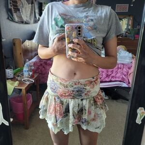 Floral Ruffle Mini Skirt